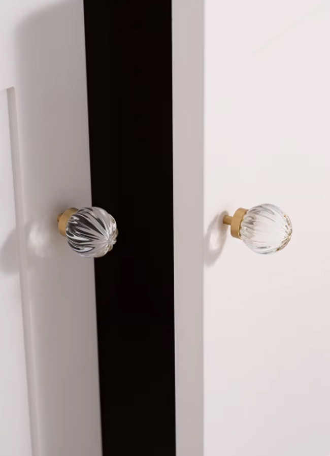 GRH Cabinet Brass Handles Transparent Champagne Gold Crystal Handles Creative Bedroom Wardrobe Dressing Table Drawer Knobs