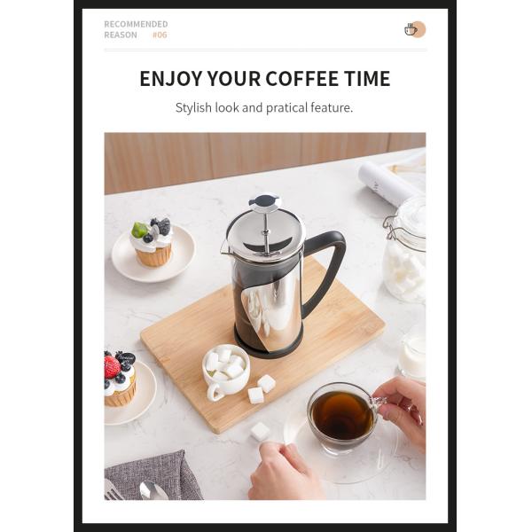 Нержавеющая сталь изолировала чай большого французского перемещения кофеварки прессы располагаясь лагерем классический стеклянный