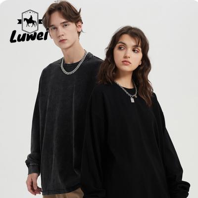 Heavy Weight Cotton Knitted Hoodie Two Tone Cut Sew Crewneck Sweatshirt
