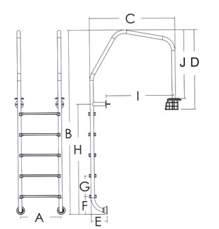 Лестница бассейна нержавеющей стали разделов 1.2мм безопасности 2