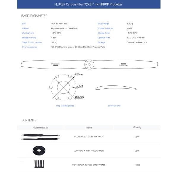 15.2x5 Inch Glossy Carbon Fiber Ultralight Folding Drone Propeller