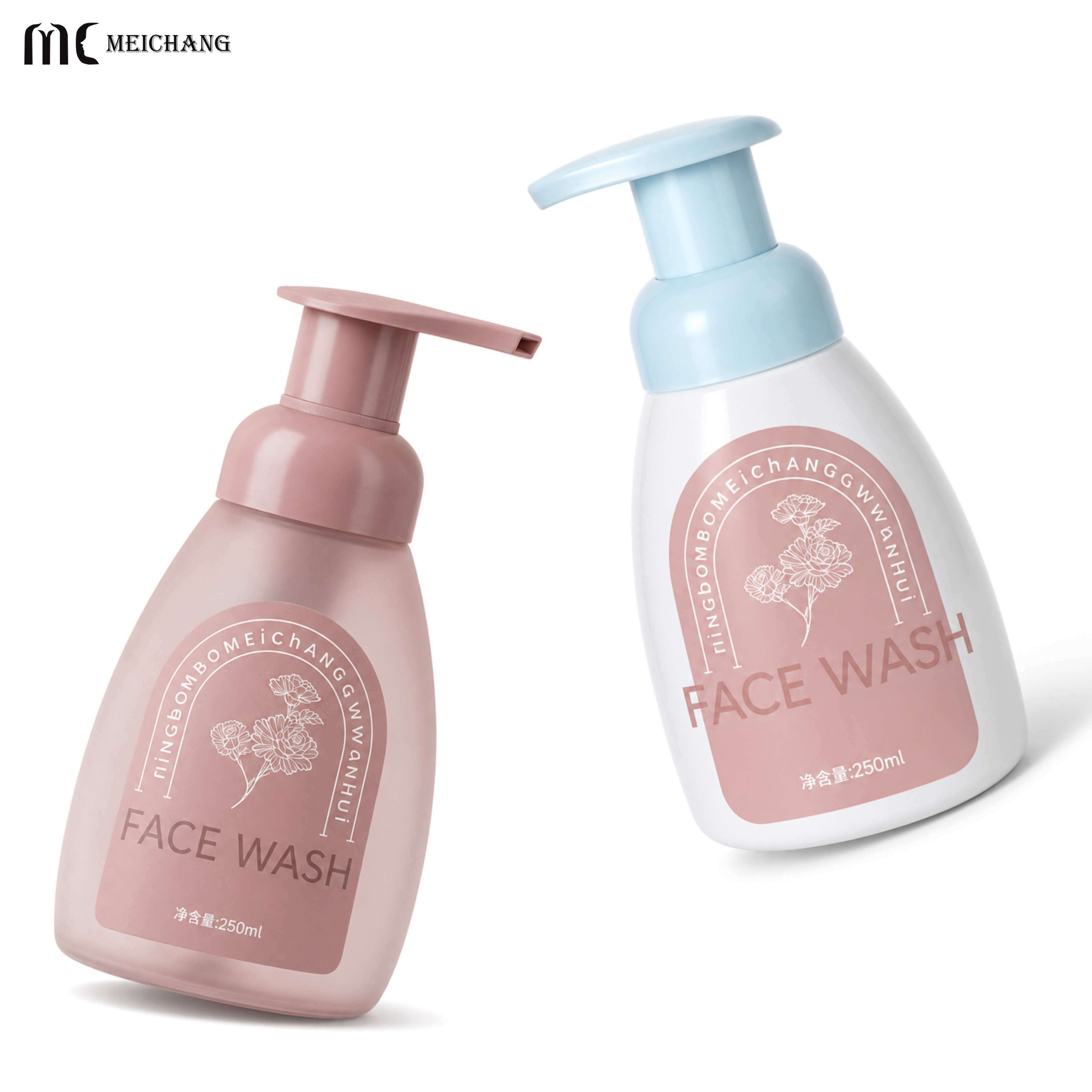 300ml Soft PE Oval Foaming Pump Bottle for Facial Cleanser（MC-1802）