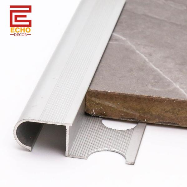 Anti Slip Stair Nose Trim Anodised Aluminum Bullnose Stair Tread Cap