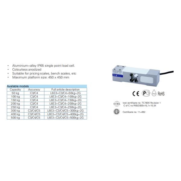 Electronic Digital Platform Scales Flushable Load Cell SOHEL6E3 50-500KG High Precision