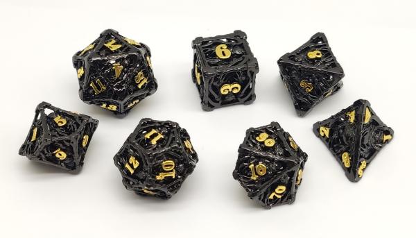 Odorless Portable DND Dice Metal , Hand Carved Black RPG Dice