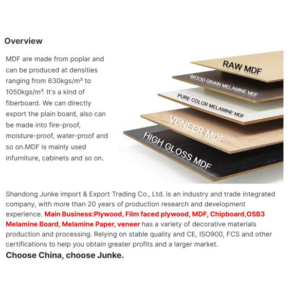 Formaldehyde Emission Standards E1 White Laminated Melamine Faced Wood MDF Board