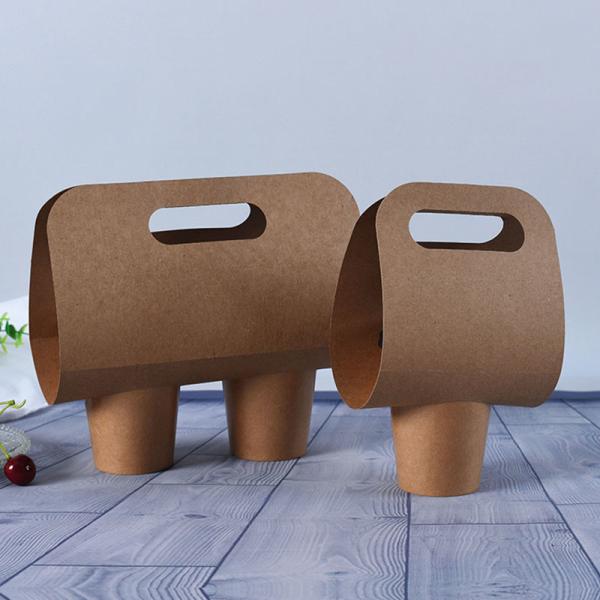 Biodegradable 2 Cup 4 Cup Disposable Coffee Paper Holder Tray Portable Takeout Coffee Paper Cup Carrier