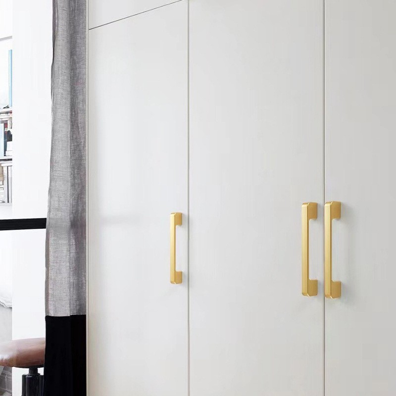 Modern Simple Luxury Golden Aluminum Alloy Durable Rectangle Cabinet Door Handle Invisible Kitchen Gym Closet Wardrobe Drawer