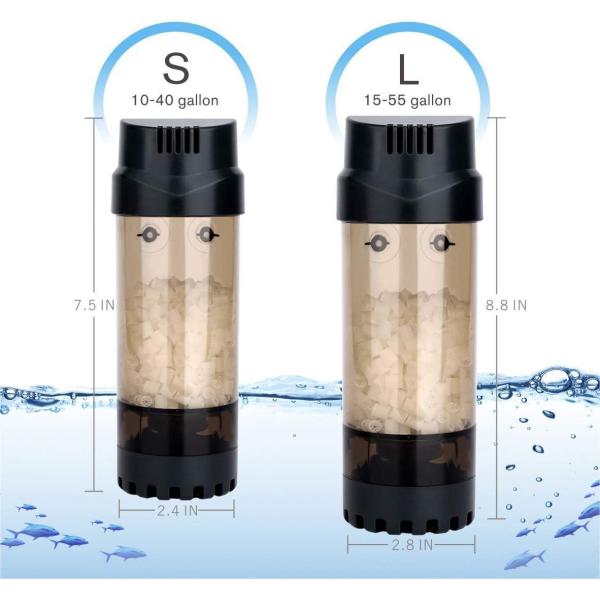 Cylindrical Fluidized Bed Aquarium Filter Media ABS 280GPH With Air Stone