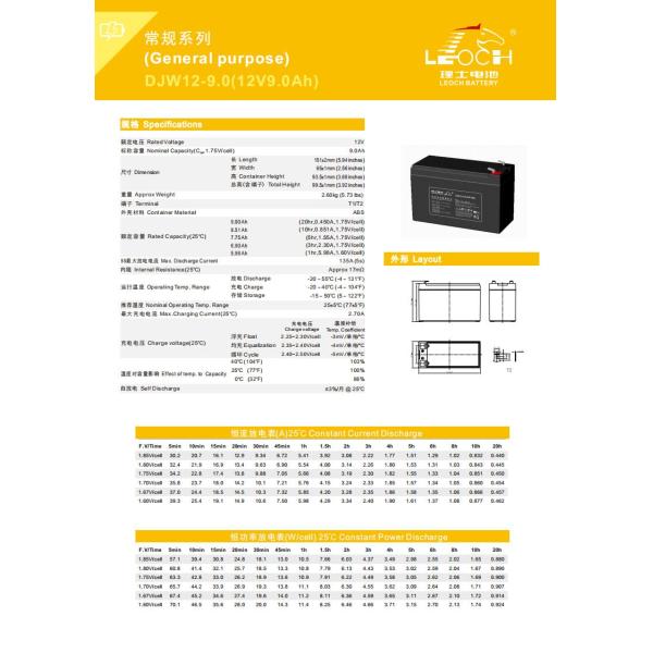 Устойчивый ABS контейнер Leoch батарея DJW12-9.0 12V9Ah для UPS системы питания машинного зала