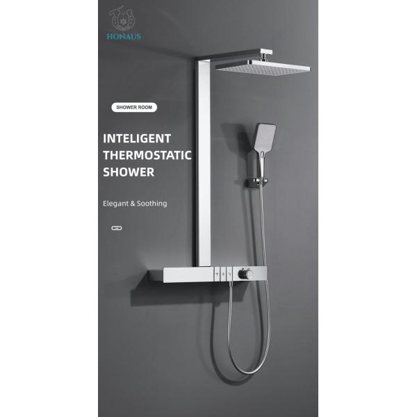 Smart Exposed Thermostatic Shower Set Rainfall Head Bathroom Shower Set Customized