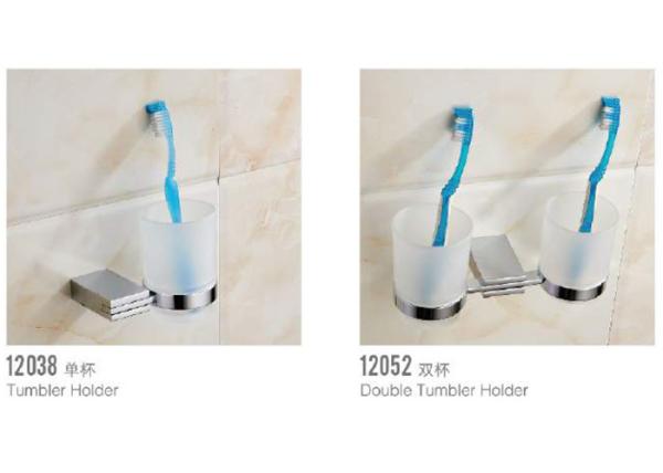 Polished Tunbler Cup Holder Metal Bathroom Accessories Zinc Tumbler Brush Holder