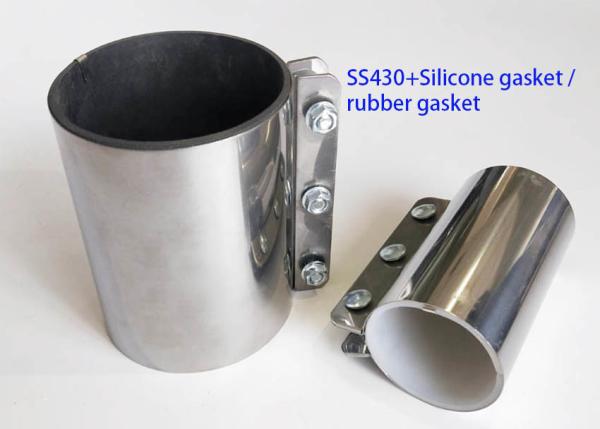 Ss430 Metal Pipe Couplings White Food Grade Silicone Gasket 63 * 150 Mm