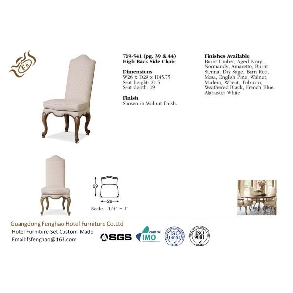 Banquet Classical Fabric Hotel Dining Chairs With Arms / Hardwood