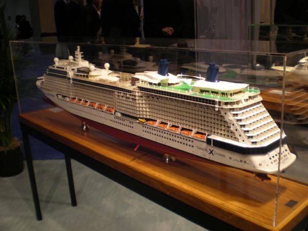 Large Exhibition Wooden Cruise Ship Models , Celebrity Solstice Model With Print Logo