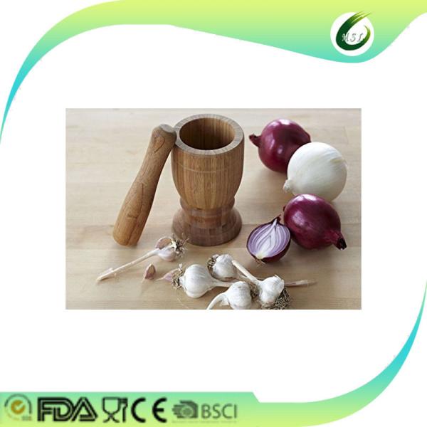 Eco Friendly Natural Bamboo Mortar And Pestle Set Arrival Style FDA Approved