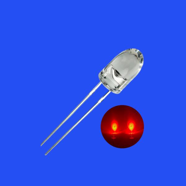 5mm 620nm - 630nm Red Color 25000mcd - 30000mcd 8deg Flangeless Bullet Head Water Clear Lens Diode Light