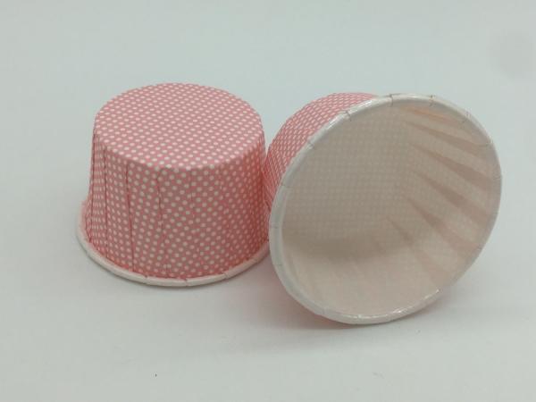 Pink Wedding Polka Dot Baking Cups 110gsm PET Coated Film For Souffle Cupcake Cases