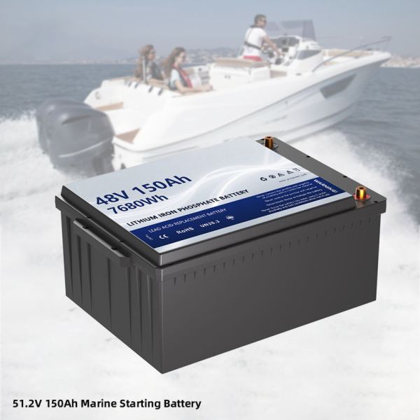 48V 150Ah LiFePO4 Battery Pack with Built-in Management System Electric Marine Boat Yacht Trolling Motor Kayak Accessory