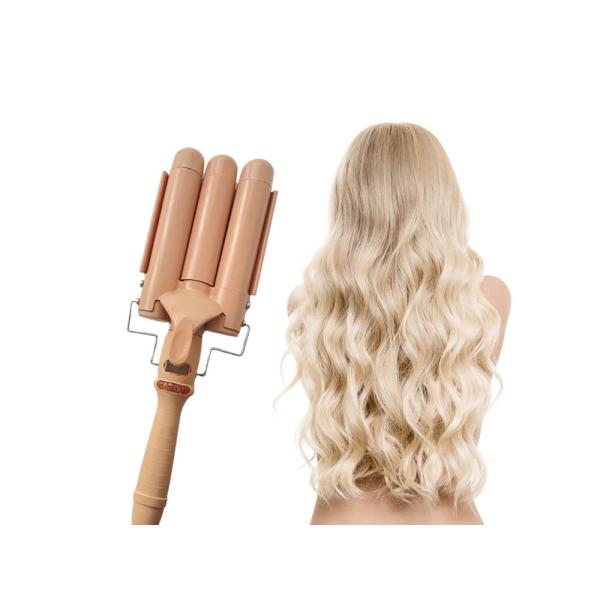 Beach Wave PTC Heater 3 Barrel Hair Curling Iron , 32mm Triple Barrel Curling Iron