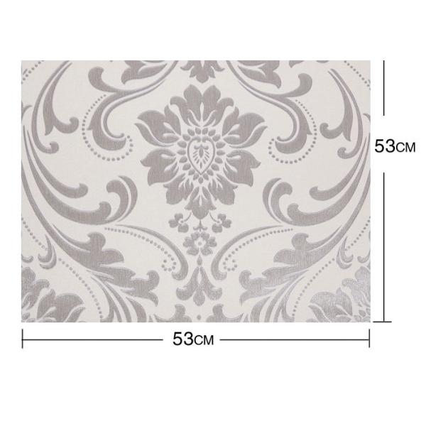 Embossed Victorian Damask Wallpaper , Creamy white Living Room Wallpaper CE Listed