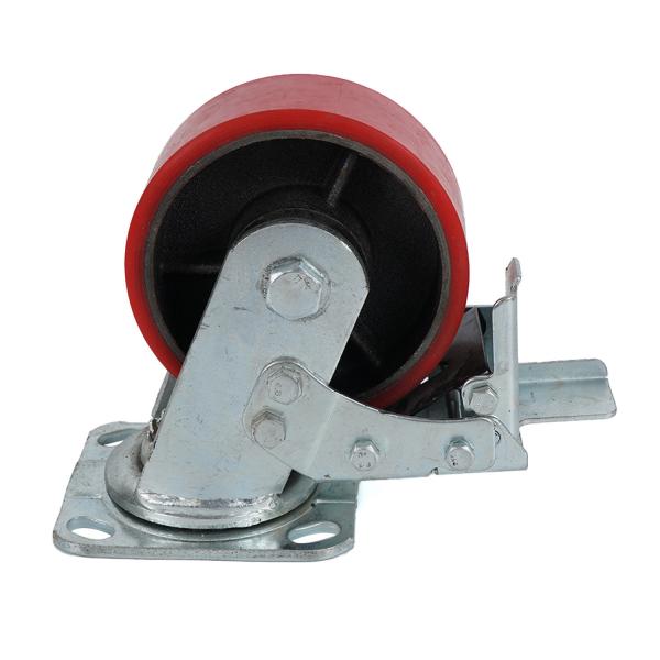 Red PU Iron Rigid Cableway Trolley Hanger Heavy Duty Swivel Wheels Caster Zinc Plated
