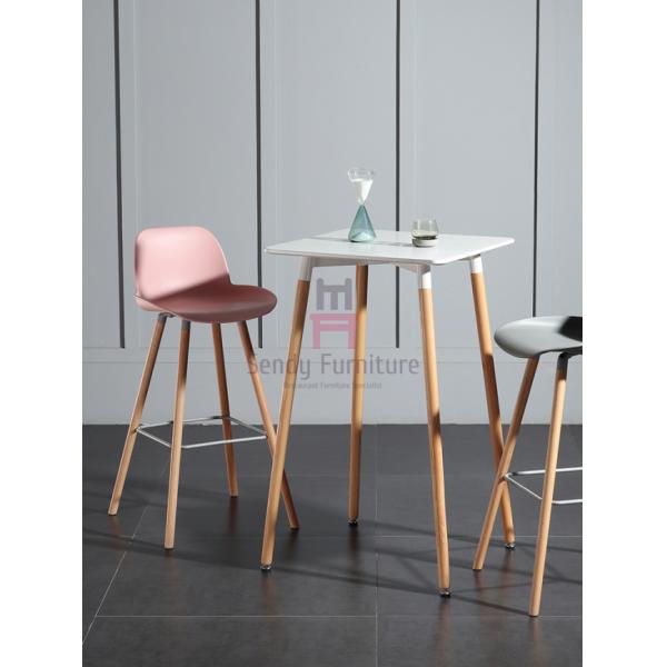 2ft White MDF Restaurant Bar Tables H 100cm With Solid Wood Legs