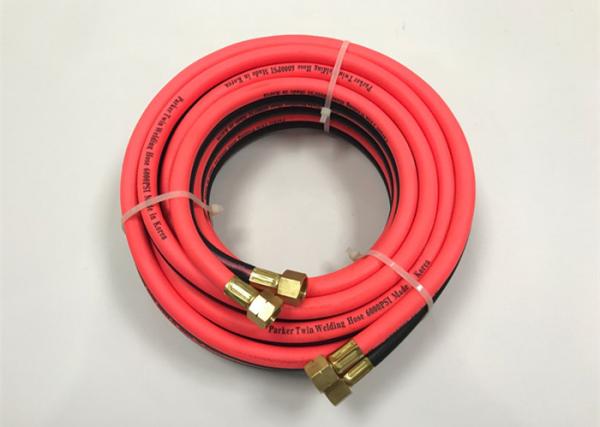 Red PVC Air Hose / Oxy Acetylene Double Welding Pipe Tube With Connector