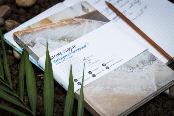 customized Stone Paper Hardcover Notebook With Individual Polybag Packaging for business and gift