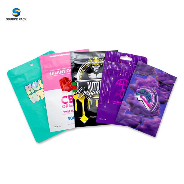 Sea Shipping Food Grade CBD Gummy Mylar Bag with Custom Logo Print Laminated Materials