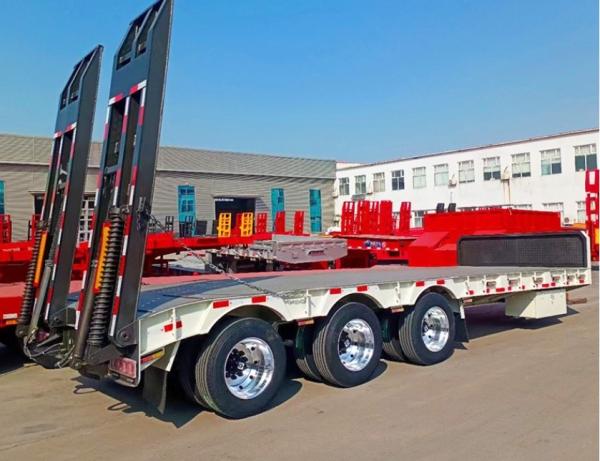 Long Lasting LED Lighting Drop Deck Trailer With 28 Tons Two Speed Landing Gear