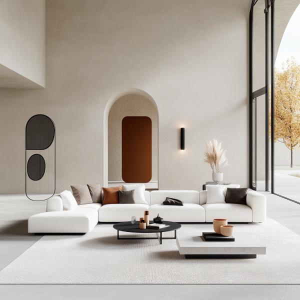 NO Inflatable Modern Design Sectional Sofa Set With Corner Style And Curved Modular Velvet Fabric