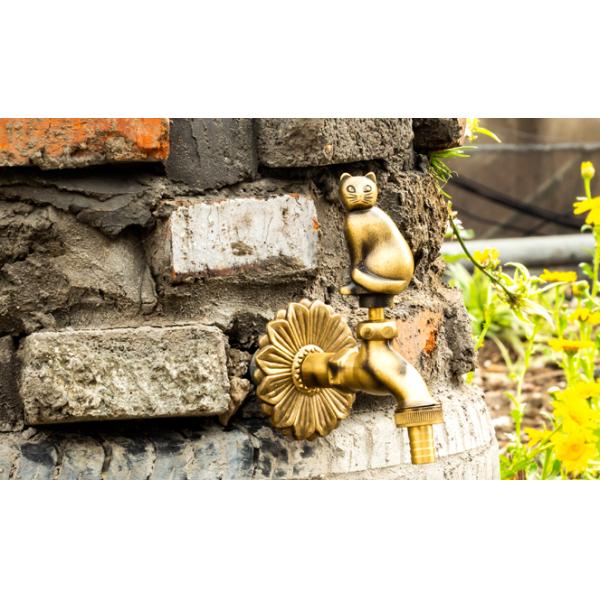 Animal Shaped Handle Antique Brass Outdoor Water Tap And Sprayer