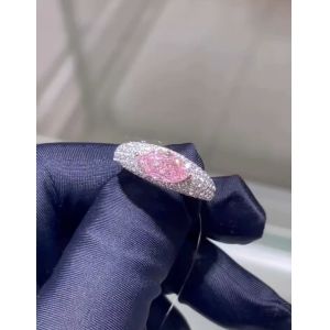 Маркиза Лаборатория выращенные бриллианты ювелирные изделия Розовый CVD Бриллиантовый кольцо 18k Белое золото пройти тест