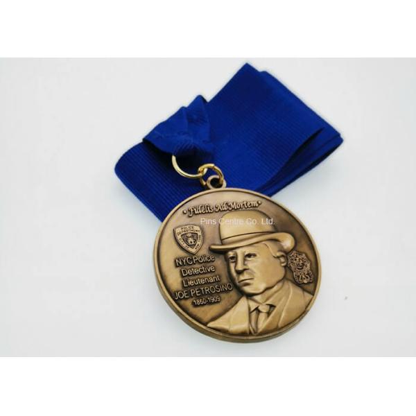 Soft Enamel Running Race Medals , Custom 5K Race Medals Neck Ribbon
