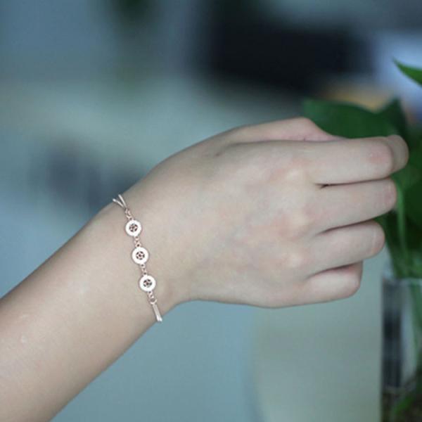 Rose Gold Plated Sterling Silver Cubic Zircon Start Charm Bracelets (B12281ROSE)