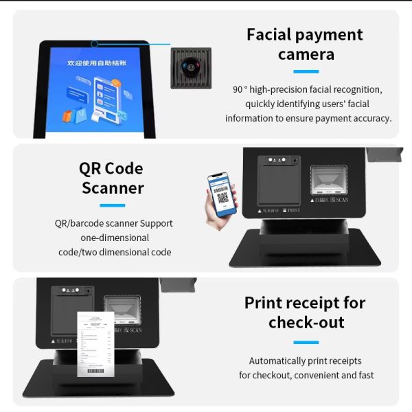 Smart Self-service Ordering Machine 21.5 Windows Android POS Terminal for Restaurant Supermarket Hotel Automated Payment Kiosk
