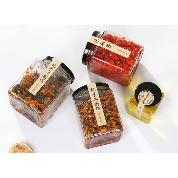 Square Shaped Glass Food Storage Jars With Screw Metal Cap Soda Glass Material