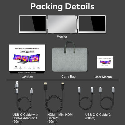 2.5K QHD Portable Monitor 16 Inch 178 Degree 16:10 Wide Display