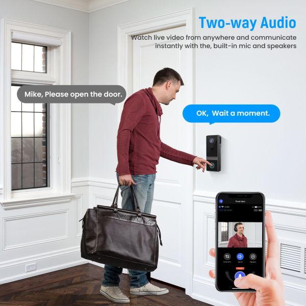 Voice Changer Smart Wi Fi Enabled Video Doorbell 1080P Full HD AI Human Detection