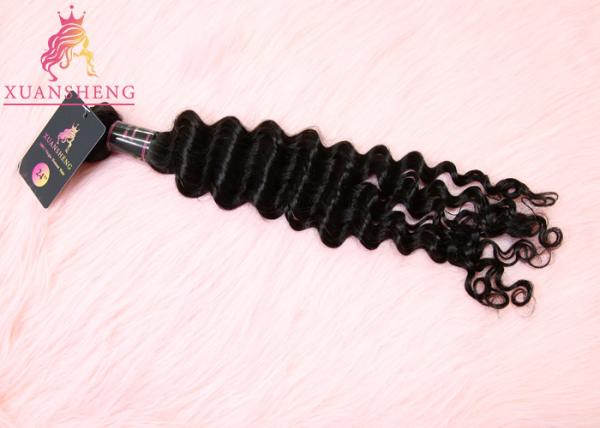 Double Drawn Virgin Indian Hair Extension , 100 Human Deep Wave Hair 10A Hair