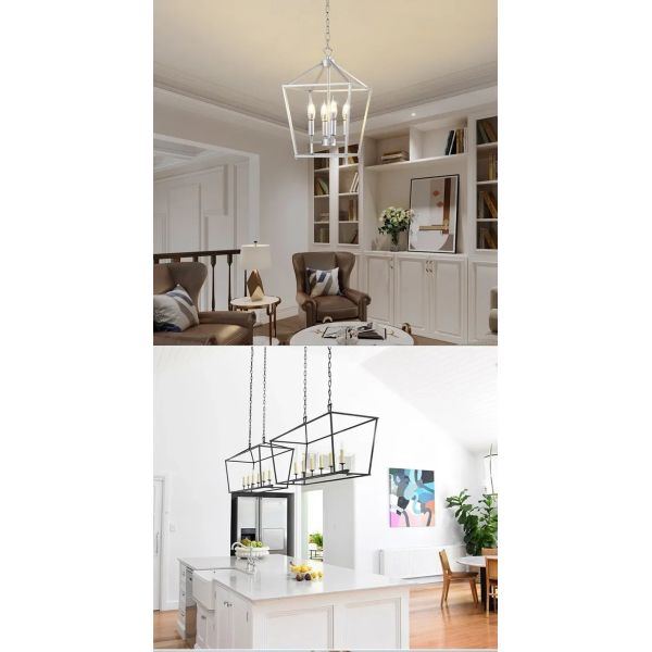 Loft Vintage Iron Birdcage Pendant Light Modern  Darlana Linear Lantern Chandelier（WH-AP-640）