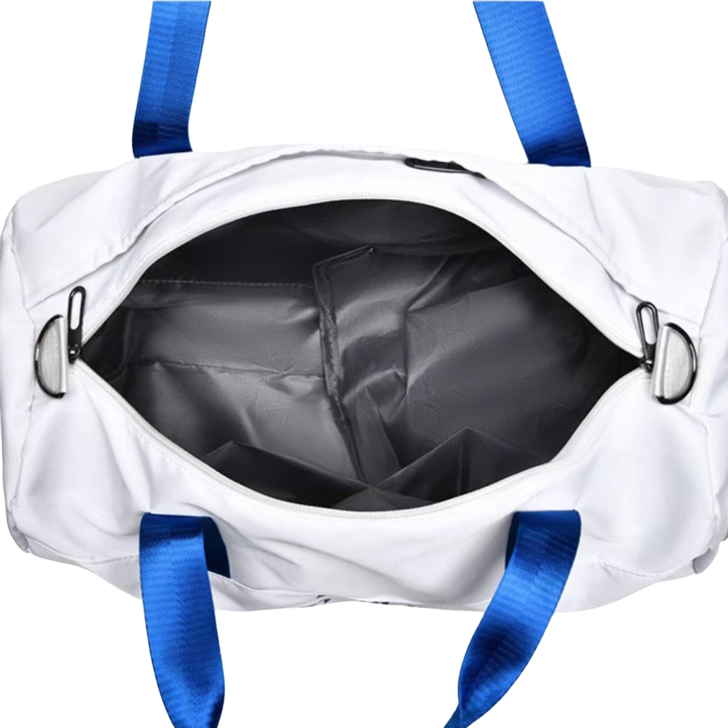 White Wet and Dry Separation Sports Gym Bag Shoes Compartment Large Capacity Travel Duffel Bag
