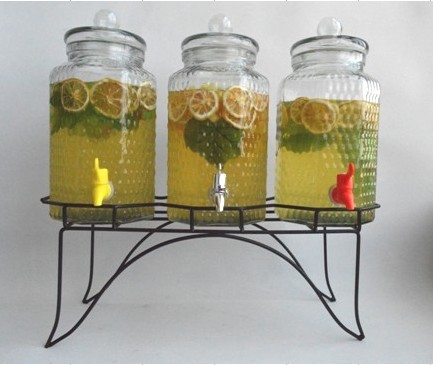 Set of 3 pc clear glass beverage dispenser