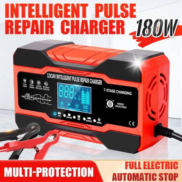 заряжатель ремонта ИМПа ульс этапа 12V 24V 10A 7 умный с дисплеем СИД