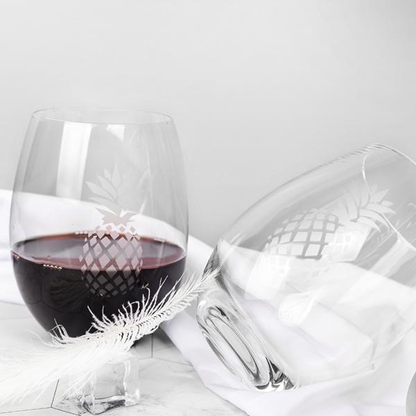 Best Selling Handleless Clear Lead Free Crystal Wine Glass With Pineapple Decoration