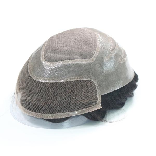 Hollywood- Male Hair Prosthesis france Lace PU Natural Hairline Human Hair Toupee Man Wig Durable Systems