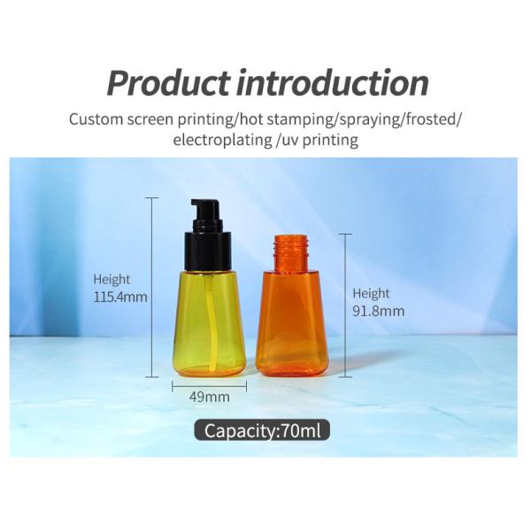 PET Clear Lotion Bottle Cosmetic Hair Oil Empty Bottle 70ml With Black Pump Head