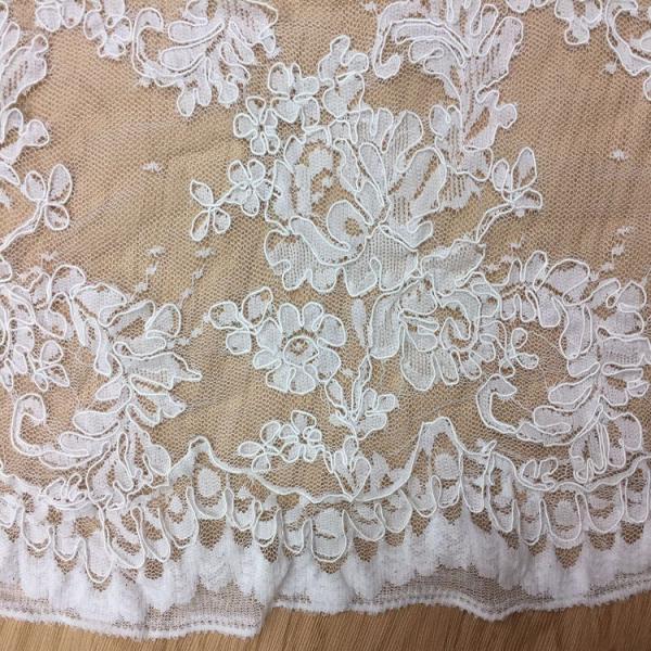 2017 hot sale Bridal Wedding Dress Fabric Mesh Based Embroiery Lace Fabric in Ivory Color