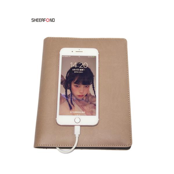 Sewing Binding PU Leather Power Bank Notebook Waterproof Padfolio Organizer